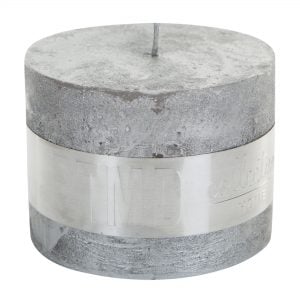 Metallic Silver Block Candle 9x12cm