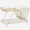 Gold Wire Magazine Rack with Wood Top