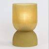 Small Ochre Ribbed Glass Battery Powered Table Lamp