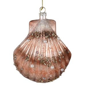 Pink Glass Scallop Christmas Bauble