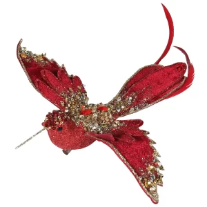 Red Sequin Clip On Bird