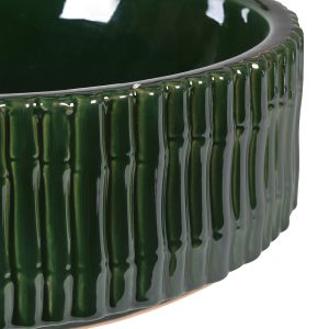 Green Bamboo Effect Ceramic Bowl