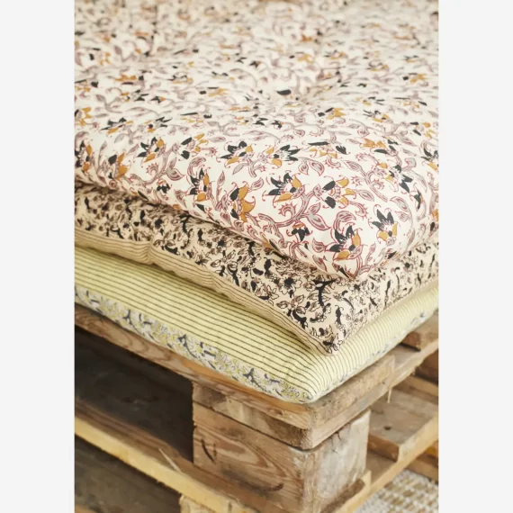 Beige & Brown Print Double Sided Seat Mattress
