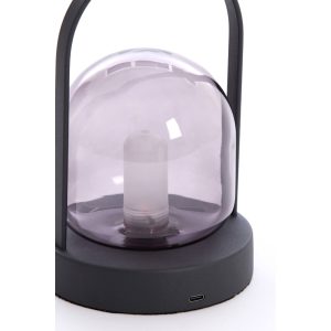 Yeremi Matt Black & Smoked Glass LED Lamp