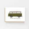 Adventure Awaits VW Green Greetings Card