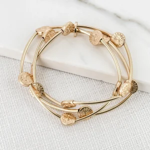 Gold Triple Layer Stretch Bracelet