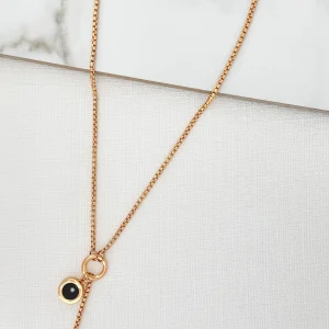 Gold Necklace with Black & White Dropper Pendants