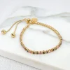 Gold Multi Colour Crystal Adjustable Bracelet