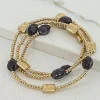 Gold & Black Bead Stretch Bracelet