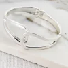 Silver Double Looped Hinged Bangle