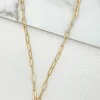 Short Gold Link Chain Necklace with Double Star Pendant