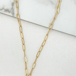 Short Gold Link Chain Necklace with Double Star Pendant