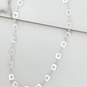 Short Silver Necklace with Square Links