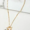 Short Gold T Bar Charm Necklace