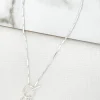 Short Silver T Bar Charm Necklace