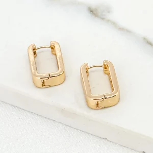 Gold Hinged Square Hoop Earrings