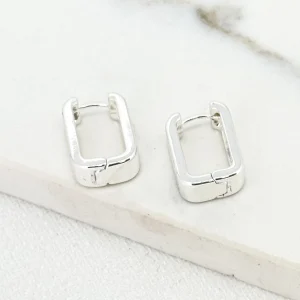 Silver Hinged Square Hoop Earrings