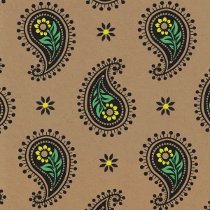 Eco-Friendly Recycled Kraft Folklore Wrap Roll Paisley