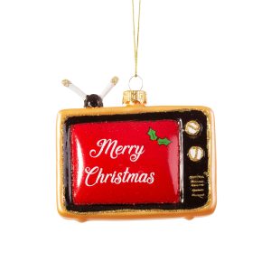 Retro Television Glitter Christmas Decoration