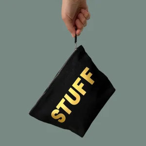 Gold & Black Stuff Zip Toiletry Bag