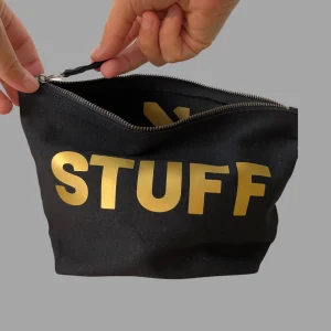 Gold & Black Stuff Zip Toiletry Bag