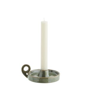 Green Stoneware Candle Holder