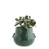 Green Stoneware Flower Pot