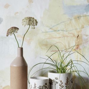 Flower Design Stoneware Pot