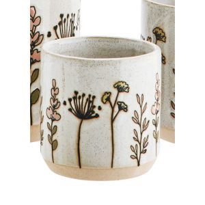 Small Flower Design Stoneware Pot