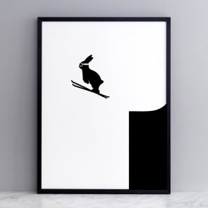 Ski Jumping Rabbit Print with Frame