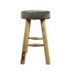 Grey Cowhide Bar Stool