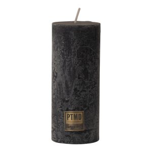 Rustic Charcoal Black Pillar Candle 12x5cm