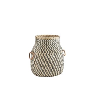 Grey & Natural Shaped Bamboo Storage Basket