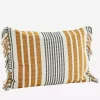 Mustard Striped Cotton Cushion