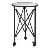 Mirrored Top Side Table On Wheels