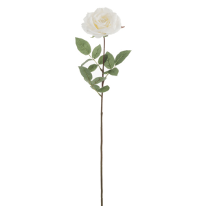 Faux White Open Rose Stem