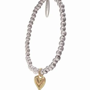 Beaded Solo Heart Elasticated Bracelet