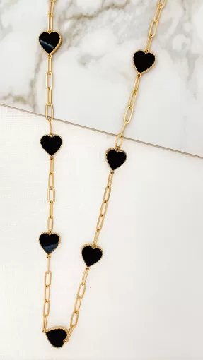 Black & Gold Multi Heart Necklace