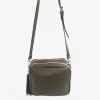 Khaki Double Zip Vegan Leather Camera Bag