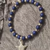 Starry One Bracelet Worn Gold and Lapis Lazuli Beads