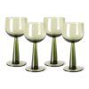 HKliving The Emeralds Wine Glass Tall Olive Green (set of 4)