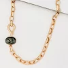 Short Gold Necklace with Grey Stone T-Bar Fastening