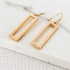 Gold Rectangular Dropper Earrings