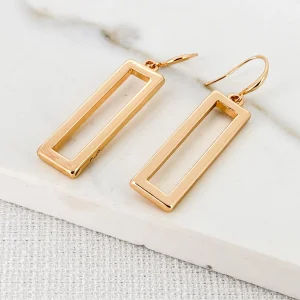 Gold Rectangular Dropper Earrings