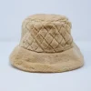 Quilted Bucket Hat in Beige Faux Fur