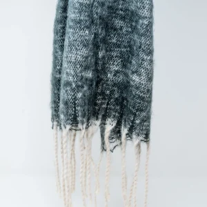 Fringed Striped Scarf in Black