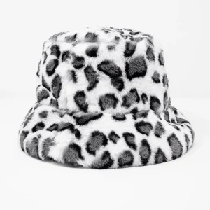 Animal Print Bucket Hat in Faux Fur