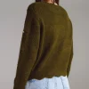 Sweater with Knitted Flowers and Embellished in Khaki