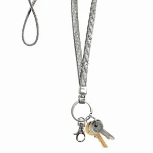 Faux Suede Key Silver Lanyard