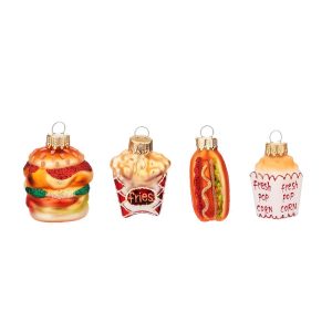 Mini Fun Fast Food Shaped Baubles Set Of 4